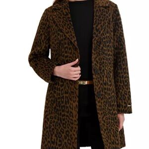 Tahari Leopard Print Trench Coat